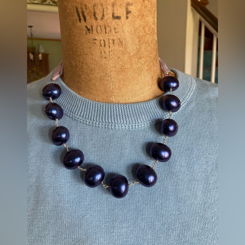 New Purple Glass Pearl Necklace 18” and 19”